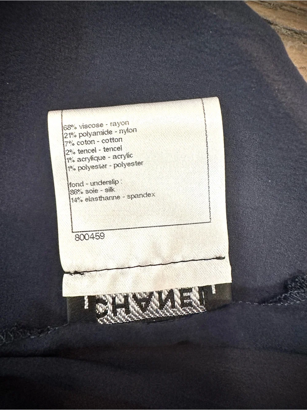 CHANEL Navy Sheer Slip Dress with Delicate Trim